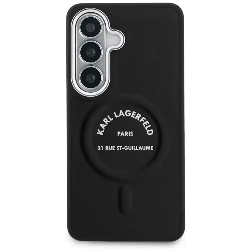 KARL LAGERFELD Embossed Ring Stand MagSafe puzdro pre Samsung Galaxy S26, čierna