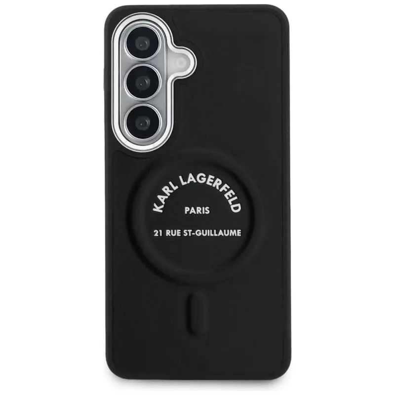 Karl Lagerfeld Embossed Ring RSG Logo MagSafe puzdro pre Samsung Galaxy S26+ čierna