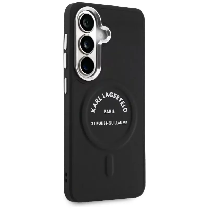 Karl Lagerfeld Embossed Ring RSG Logo MagSafe puzdro pre Samsung Galaxy S26+ čierna