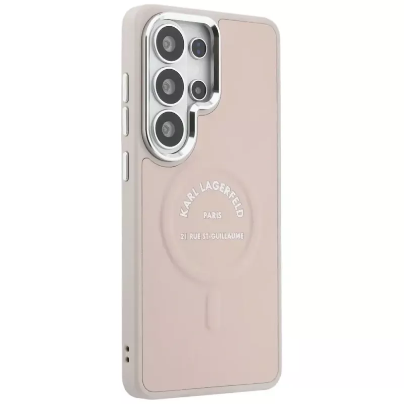 Karl Lagerfeld Embossed Ring RSG Logo MagSafe puzdro pre Samsung Galaxy S26 Ultra - ružová