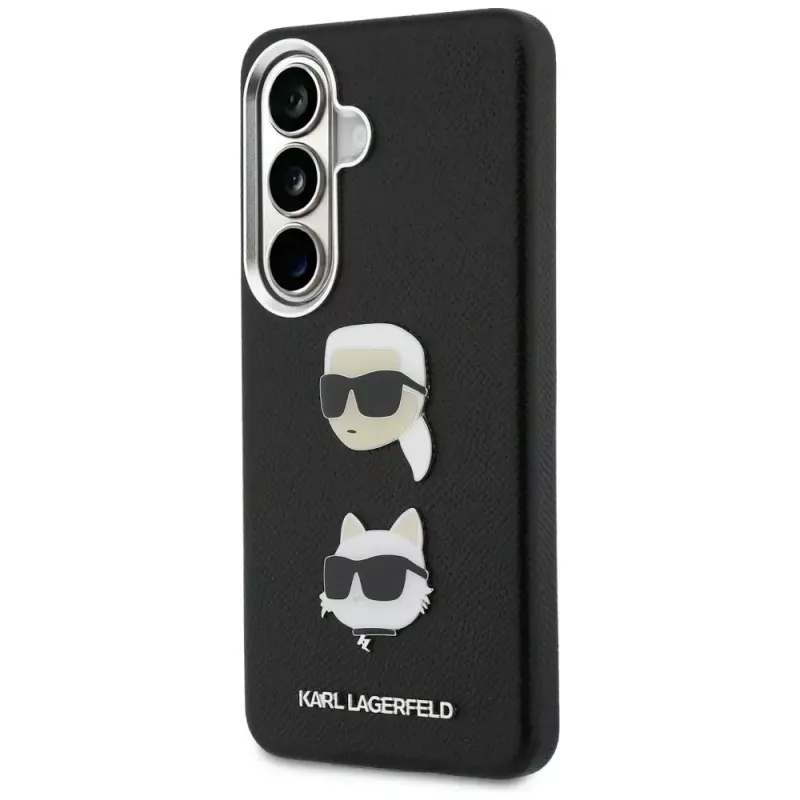KARL LAGERFELD Saffiano DoubleHeads Metal puzdro pre Samsung Galaxy S26, čierna