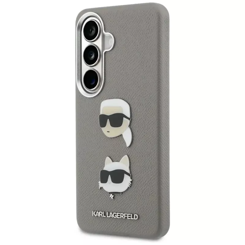 Karl Lagerfeld Saffiano DoubleHeads Metal puzdro pre Samsung Galaxy S26 strieborná