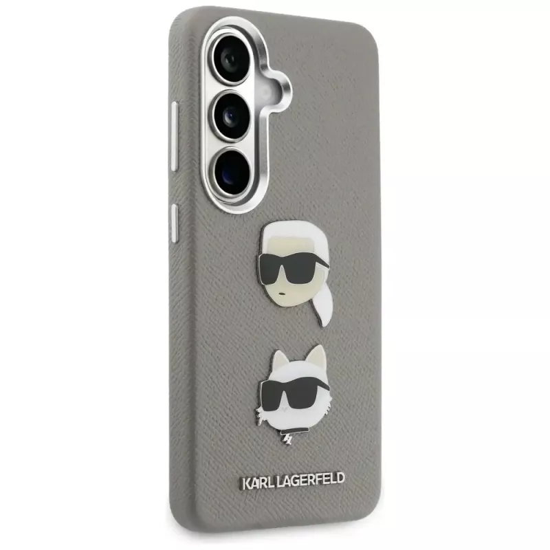 Karl Lagerfeld Saffiano DoubleHeads Metal puzdro pre Samsung Galaxy S26 strieborná