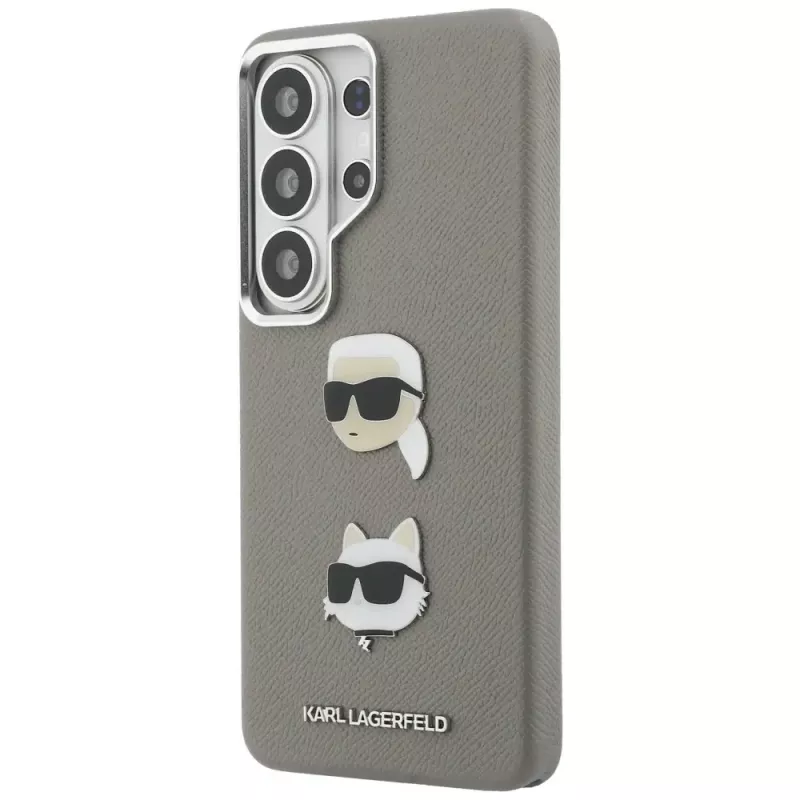 Karl Lagerfeld Saffiano DoubleHeads Metal puzdro pre Samsung Galaxy S26 Ultra strieborná