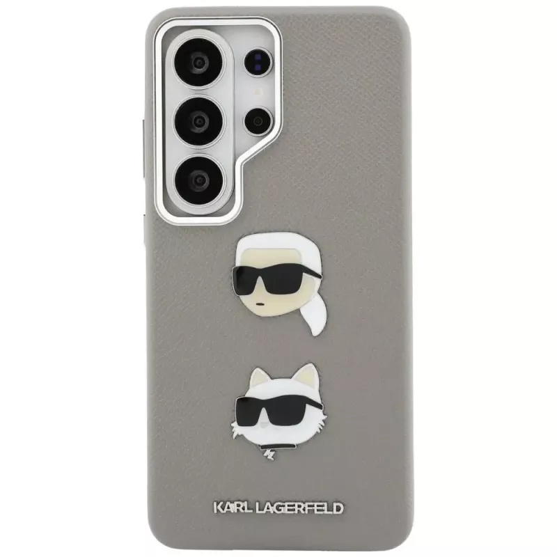Karl Lagerfeld Saffiano DoubleHeads Metal puzdro pre Samsung Galaxy S26 Ultra strieborná