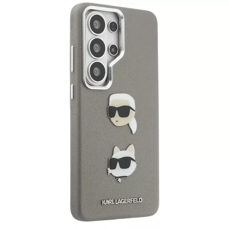 Karl Lagerfeld Saffiano DoubleHeads Metal puzdro pre Samsung Galaxy S26 Ultra strieborná