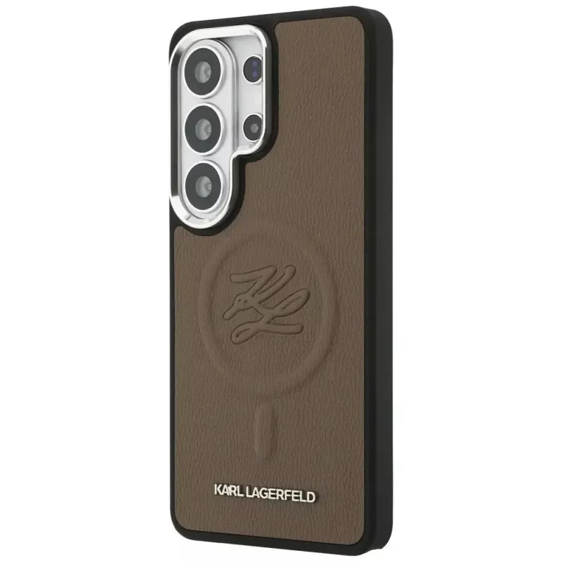 KARL LAGERFELD Embossed Ring Initials MagSafe puzdro pre Samsung Galaxy S26 Ultra, hnedá