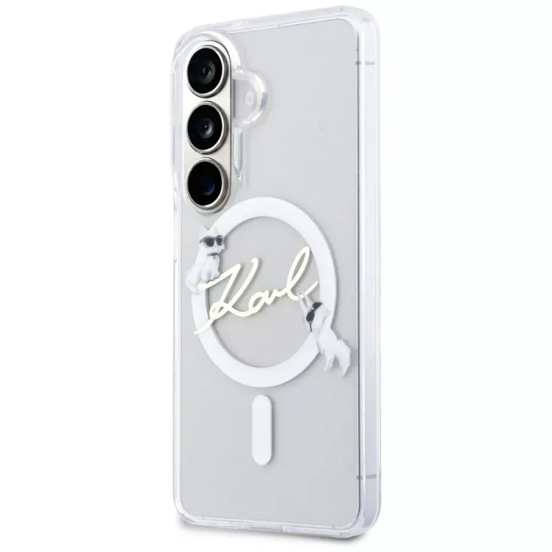 KARL LAGERFELD IML KC Script MagSafe puzdro pre Samsung Galaxy S26+ transparentná