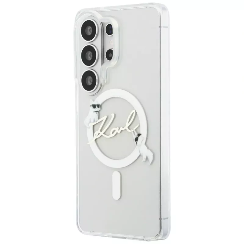 Karl Lagerfeld IML KC Script MagSafe puzdro pre Samsung Galaxy S26 Ultra (transparentná)