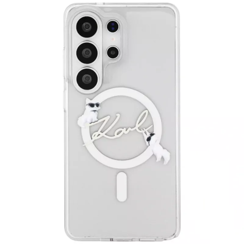 Karl Lagerfeld IML KC Script MagSafe puzdro pre Samsung Galaxy S26 Ultra (transparentná)