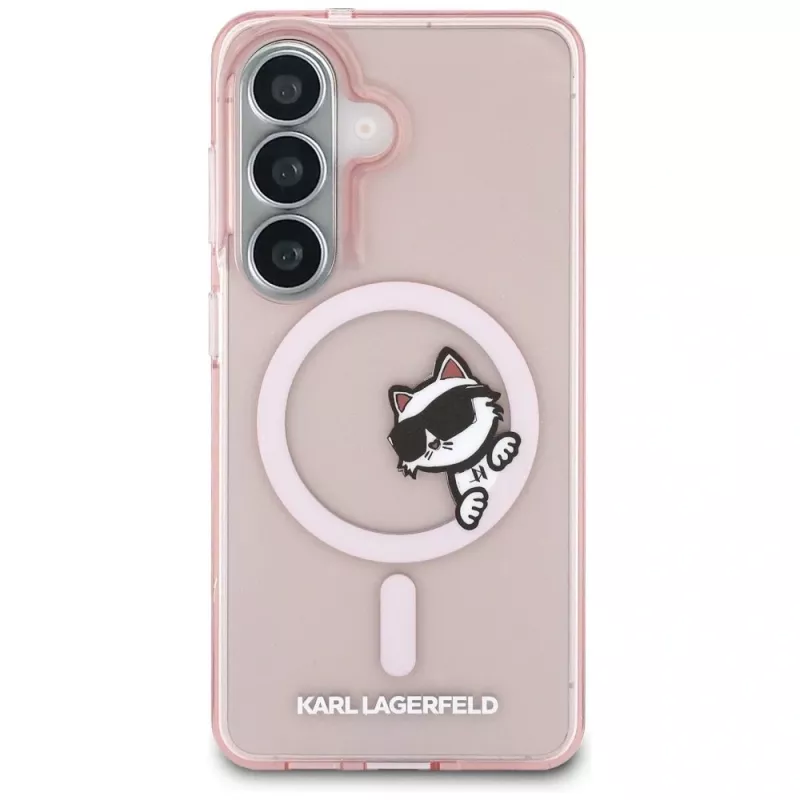 Karl Lagerfeld IML Peekaboo Choupette MagSafe puzdro pre Samsung Galaxy S26 - ružová