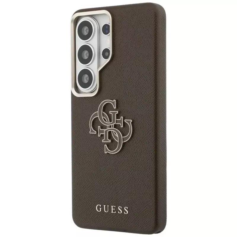 Guess Grained Big 4G Metal Logo puzdro pre Samsung Galaxy S26 Ultra - hnedá