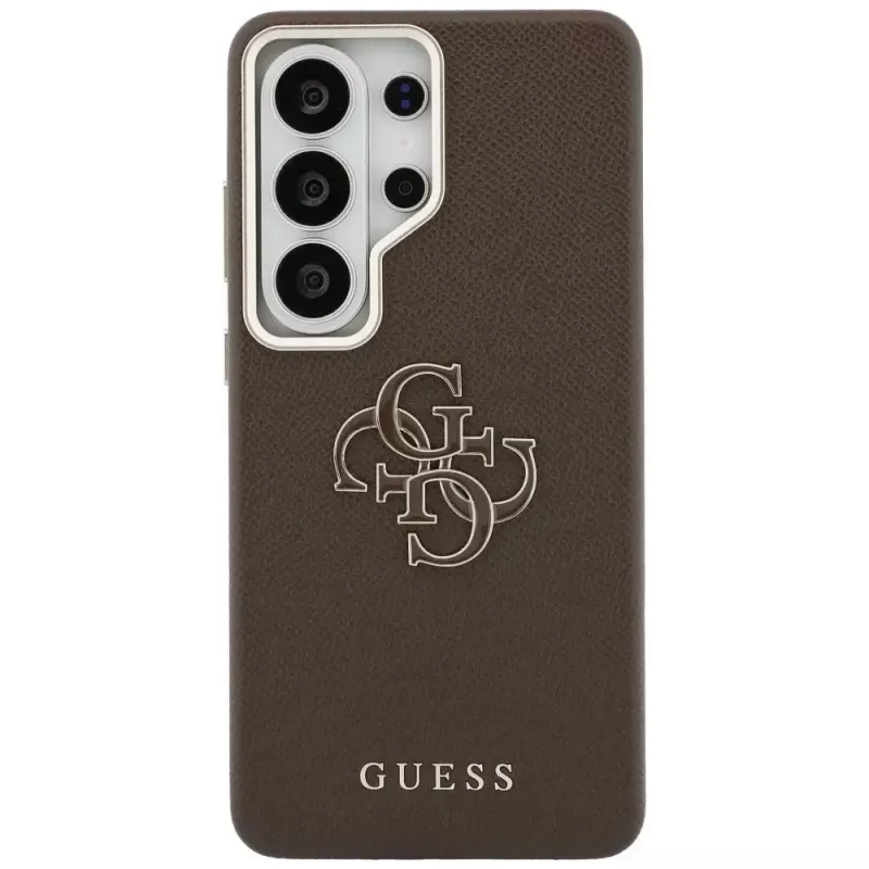 Guess Grained Big 4G Metal Logo puzdro pre Samsung Galaxy S26 Ultra - hnedá