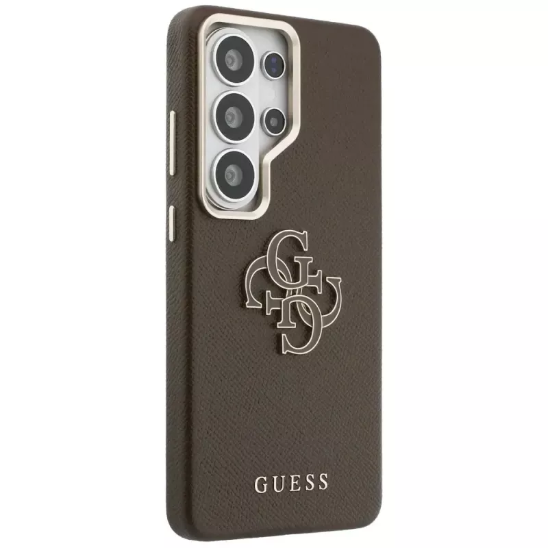 Guess Grained Big 4G Metal Logo puzdro pre Samsung Galaxy S26 Ultra - hnedá