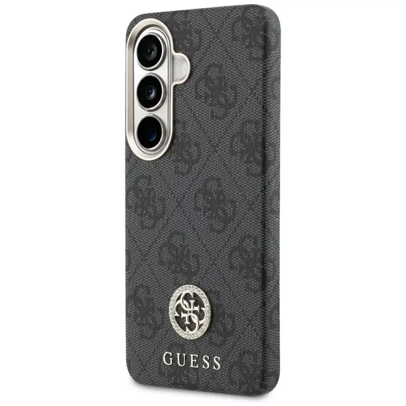 Guess 4G Rhinestone Round Logo MagSafe puzdro pre Samsung Galaxy S26 (čierne)
