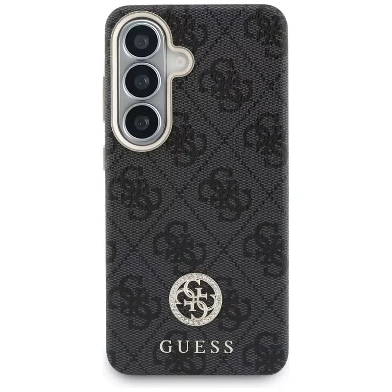 Guess 4G Rhinestone Round Logo MagSafe puzdro pre Samsung Galaxy S26 (čierne)