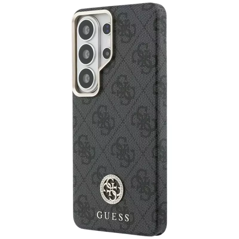 Guess 4G Rhinestone Round Logo MagSafe puzdro pre Samsung Galaxy S26 Ultra (čierne)