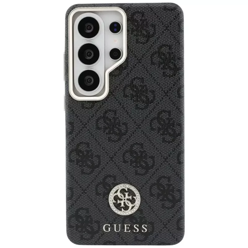 Guess 4G Rhinestone Round Logo MagSafe puzdro pre Samsung Galaxy S26 Ultra (čierne)