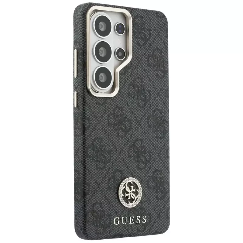 Guess 4G Rhinestone Round Logo MagSafe puzdro pre Samsung Galaxy S26 Ultra (čierne)