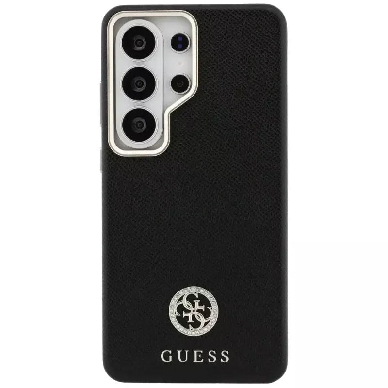Guess Rhinestone Round Logo MagSafe puzdro pre Samsung Galaxy S26 Ultra, čierne