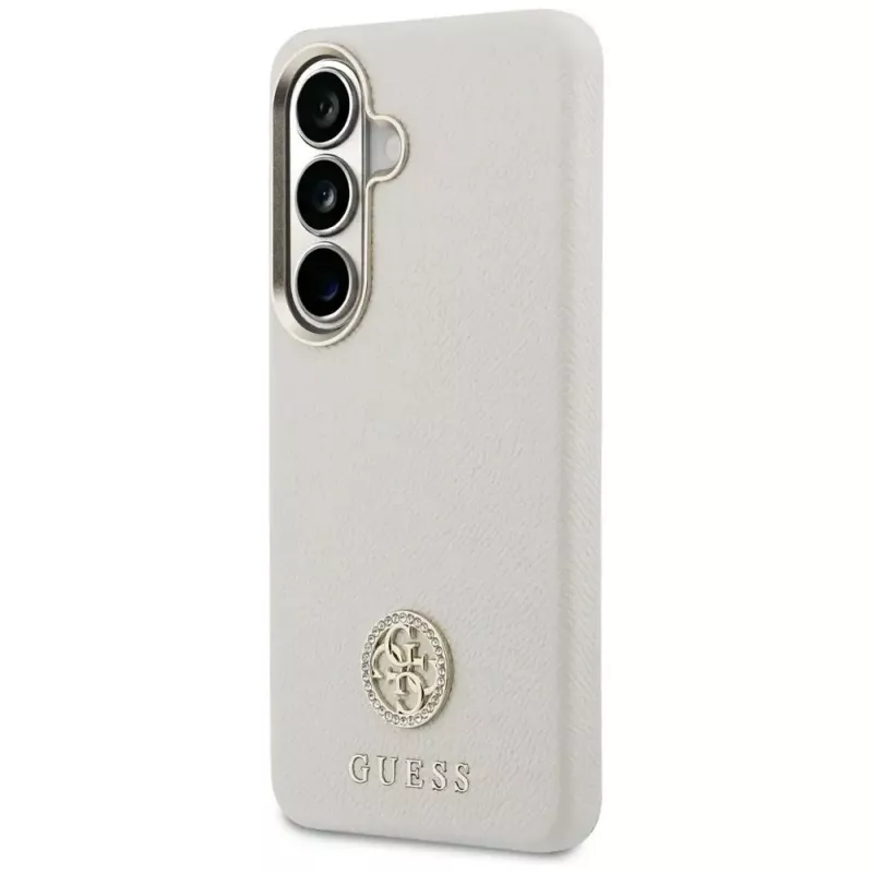 Guess Rhinestone Round Logo MagSafe puzdro pre Samsung Galaxy S26 béžové