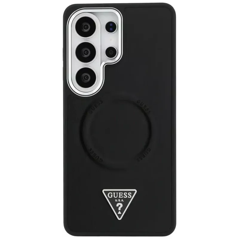 Guess Embossed Ring Triangle Logo MagSafe puzdro pre Samsung Galaxy S26 Ultra čierne