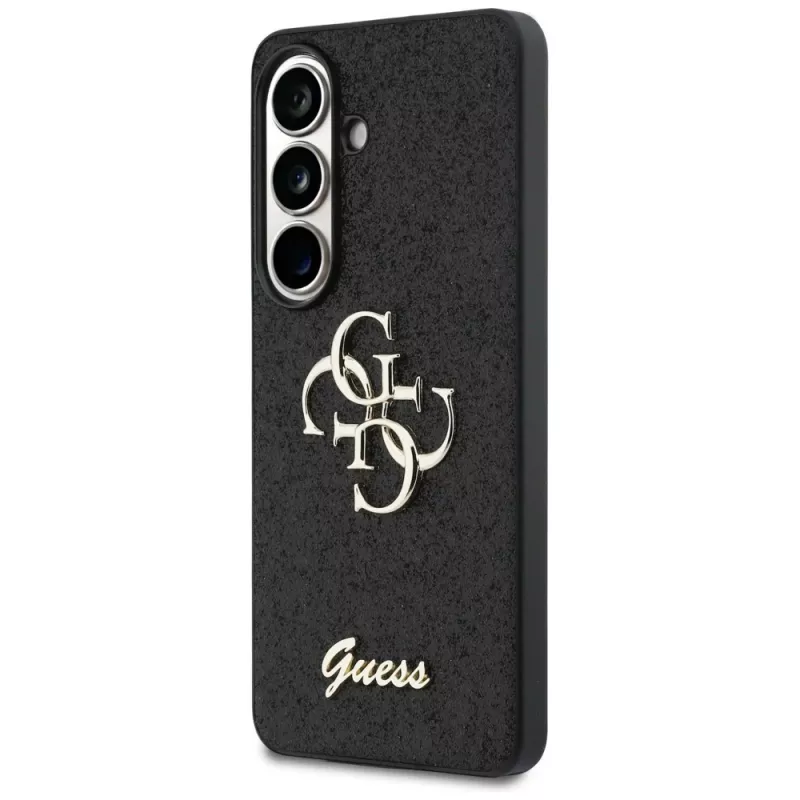 Guess Fixed Glitter Big 4G Metal Logo puzdro pre Samsung Galaxy S26 (čierne)
