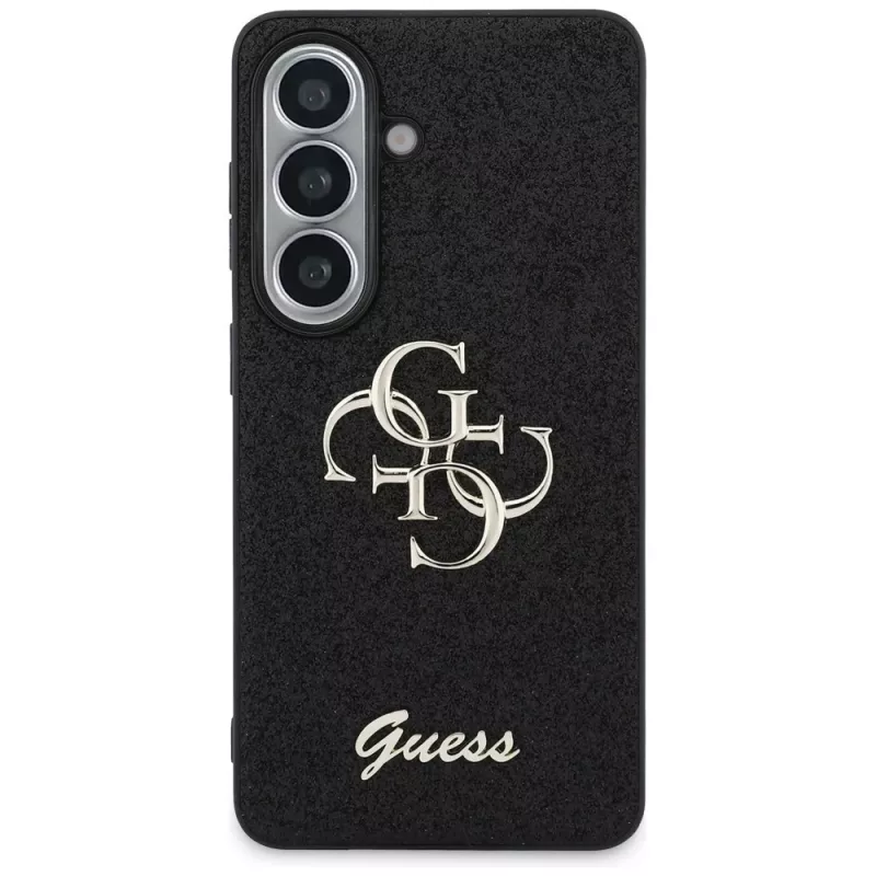 Guess Fixed Glitter Big 4G Metal Logo puzdro pre Samsung Galaxy S26 (čierne)