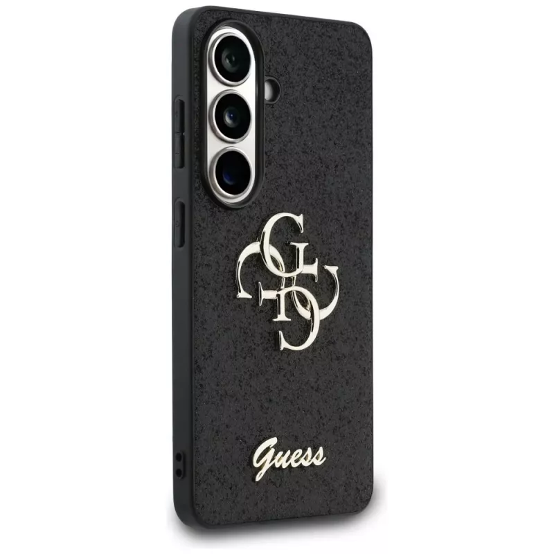 Guess Fixed Glitter Big 4G Metal Logo puzdro pre Samsung Galaxy S26 (čierne)