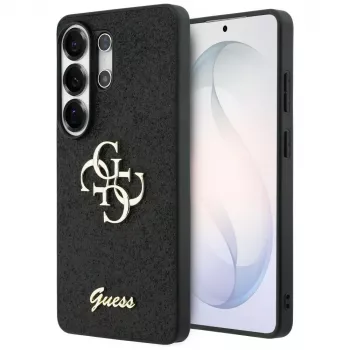 Guess Fixed Glitter Big 4G Metal Logo puzdro pre Samsung Galaxy S26 Ultra (čierne)