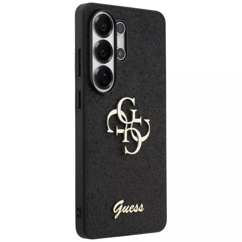Guess Fixed Glitter Big 4G Metal Logo puzdro pre Samsung Galaxy S26 Ultra (čierne)