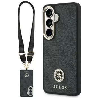 Guess 4G Big Rhinestone Triangle Strap MagSafe sada puzdra na telefón pre Samsung Galaxy S26 - čierna