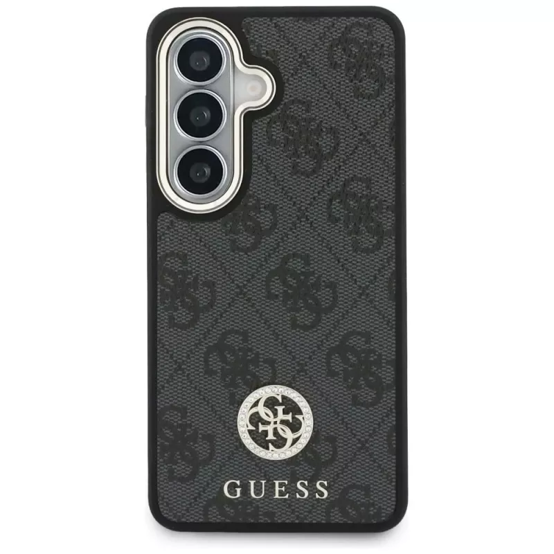 Guess 4G Big Rhinestone Triangle Strap MagSafe sada puzdra na telefón pre Samsung Galaxy S26 - čierna