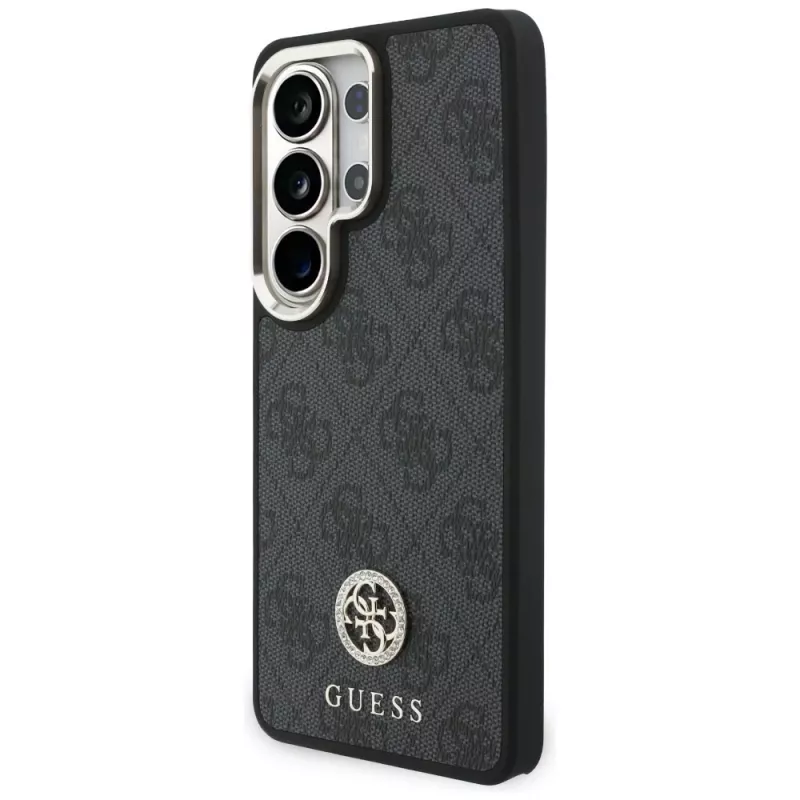 Guess 4G Big Rhinestone Triangle Strap MagSafe sada puzdra pre Samsung Galaxy S26 Ultra - čierna