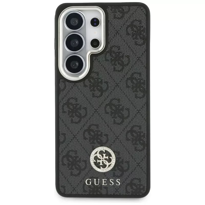 Guess 4G Big Rhinestone Triangle Strap MagSafe sada puzdra pre Samsung Galaxy S26 Ultra - čierna