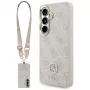 Guess 4G Big Rhinestone Triangle Strap MagSafe puzdro na telefón a sada so šnúrkou pre Samsung Galaxy S26, ružová