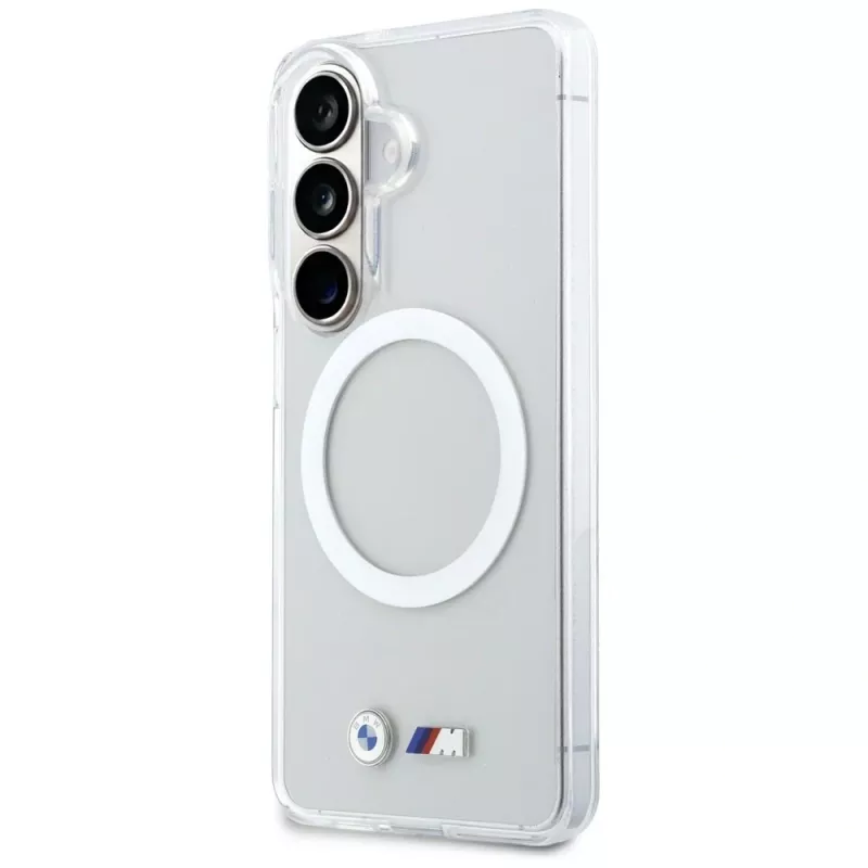 BMW IML Shockproof Metal Logo MagSafe puzdro pre Samsung Galaxy S26 priehľadné