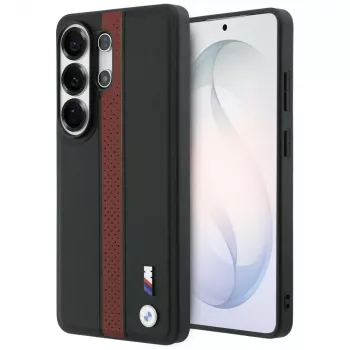BMW Perforated Stripe Logo MagSafe puzdro pre Samsung Galaxy S26 Ultra červené