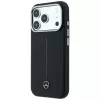 Kožené puzdro Mercedes-Benz Semi Wrap Iconic Line MagSafe pre iPhone 17 Pro, čierne