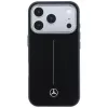 Kožené puzdro Mercedes-Benz Semi Wrap Iconic Line MagSafe pre iPhone 17 Pro, čierne