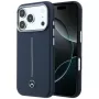 Mercedes Leder Semi Wrap Iconic Line MagSafe puzdro pre iPhone 17 Pro Navy