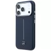 Mercedes Leder Semi Wrap Iconic Line MagSafe puzdro pre iPhone 17 Pro Navy