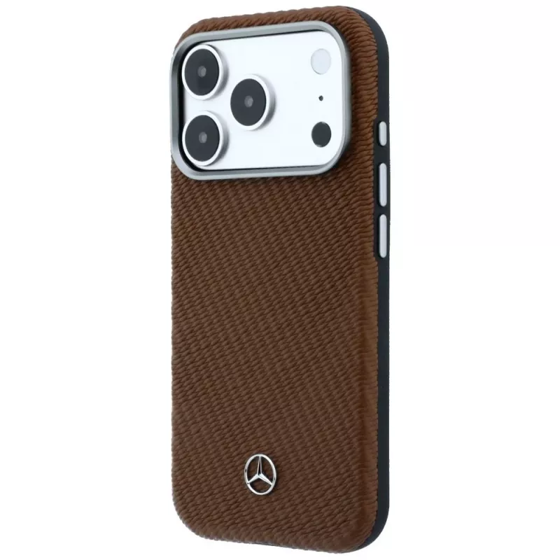 Kožené puzdro Mercedes-Benz Semi Wrap s efektom dreva MagSafe pre iPhone 17 Pro, ťavie