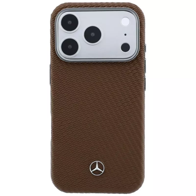Kožené puzdro Mercedes-Benz Semi Wrap s efektom dreva MagSafe pre iPhone 17 Pro, ťavie