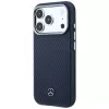 Mercedes Leather Semi Wrap Wood Effect MagSafe puzdro pre iPhone 17 Pro Max Navy Blue