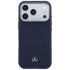 Mercedes Leather Semi Wrap Wood Effect MagSafe puzdro pre iPhone 17 Pro Max Navy Blue
