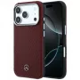 Mercedes Leder Semi Wrap Wood Effect MagSafe puzdro pre iPhone 17 Pro Max červené