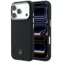 Mercedes Leather Semi Wrap GrillPattern MagSafe puzdro pre iPhone 17 Pro čierne
