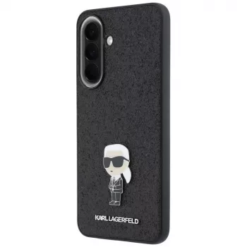 Karl Lagerfeld Fixed Glitter Ikonik Logo Metal Pin puzdro pre Samsung Galaxy A37 5G čierne