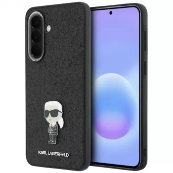 Karl Lagerfeld Fixed Glitter Ikonik Logo Metal Pin zadný kryt pre Samsung Galaxy A57 5G, čierne